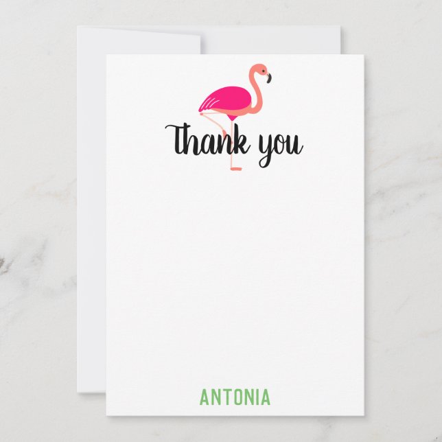 Tropical Pink Flamingo Schöne Vielen Dank Dankeskarte (Vorderseite)