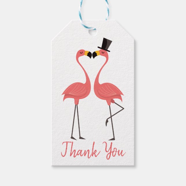 Tropical Pink Flamingo Vielen Dank für Ihre Hochze Geschenkanhänger (Vorderseite)