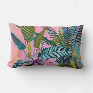 Tropical pink flamingos set against lush green lendenkissen