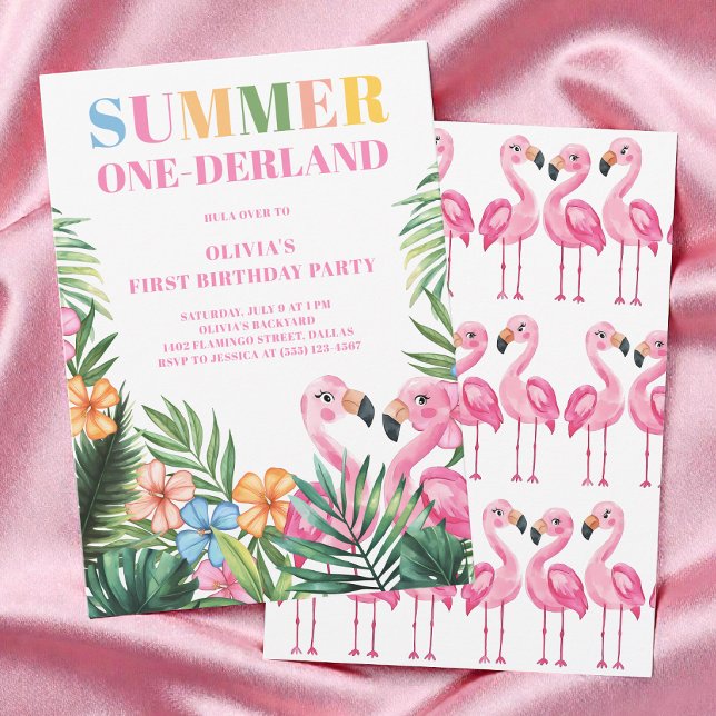 Tropical Pink Girls Summer 1st Birthday Party Einladung (Tropical Pink Girls Summer 1st Birthday Party Invitation)