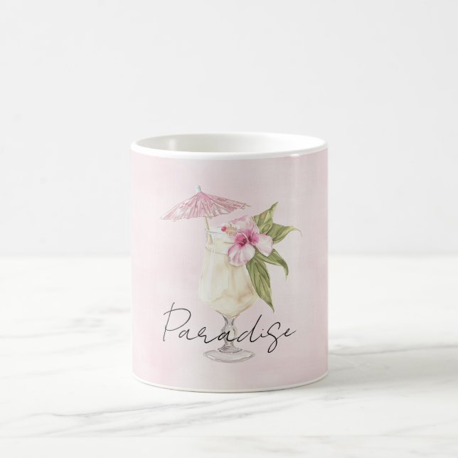 Tropical Pink Hibiscus Flower Umbrella Drink Kaffeetasse (Mittel)