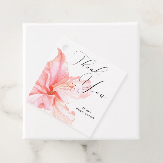 Tropical Pink Hibiskus Vielen Dank Geschenkanhänger (Beispiel)