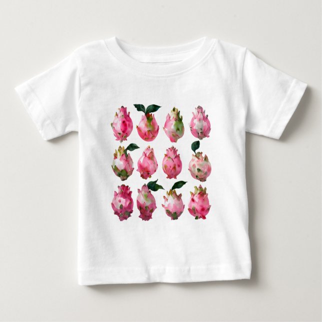 Tropical Pitaya Watercolor Art Baby T-shirt (Vorderseite)