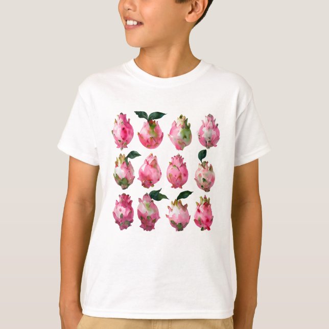 Tropical Pitaya Watercolor Art T-Shirt (Vorderseite)