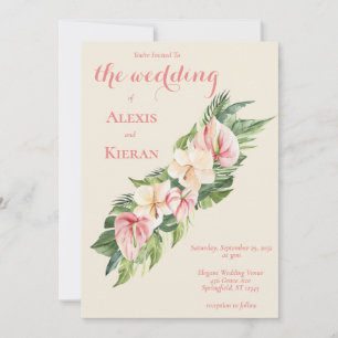 Tropical Plumeria & Flamingo Lily Garland Invitati Einladung