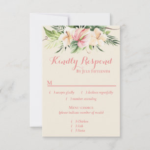 Tropical Plumeria & Flamingo Lily UAWG w/menu Choi RSVP Karte