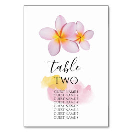 Tropical Plumeria Frangipani Wedding Guest Names Tischnummer