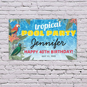 Tropical Pool Birthday Party Banner