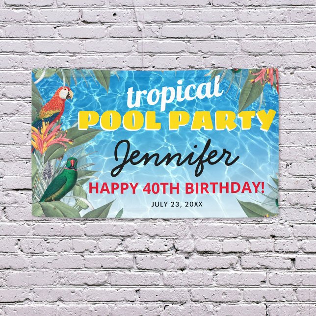 Tropical Pool Birthday Party Banner (Von Creator hochgeladen)