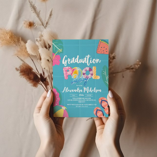 Tropical Pool Graduation Party Einladung (Von Creator hochgeladen)