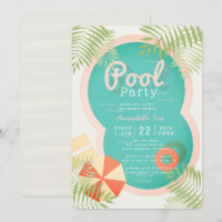 Tropical Pool Party Beige Kinderdusche Einladung