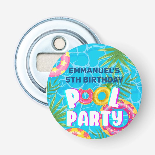 Tropical Pool Party Geburtstag Flaschenöffner (Vorderseite)