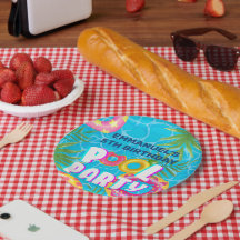 Tropical Pool Party Geburtstagspapier-Teller