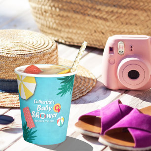 Tropical Pool Party Summer Baby Dusche Pappbecher