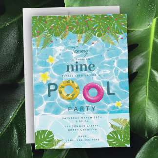 Tropical Pool Party Swimming Pool Birthday  Einladung