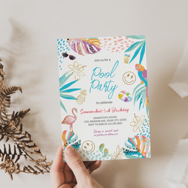 Tropical Pool Party zum Geburtstag Einladung (Von Creator hochgeladen)