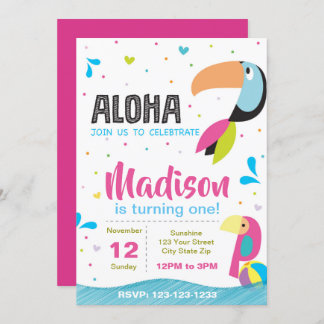 Tropical Pool Party zum Geburtstag Einladung