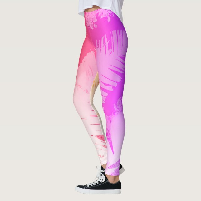 Tropical Positive Vibes Palm Tree Blätter Leggings (Links)