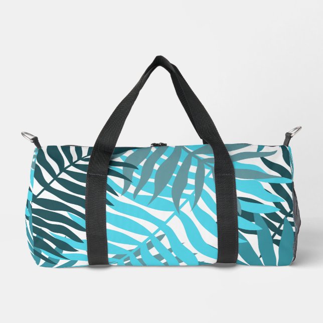 Tropical Print Blue Blätter Bold Duffle Bag (Vorderseite)
