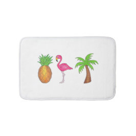 Tropical Print Palm Tree Ananas Pink Flamingo Badematte