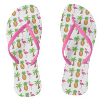 Tropical Print Palm Tree Ananas Pink Flamingo