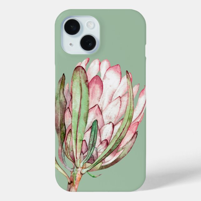 Tropical Protea Floral on Mint Case-Mate iPhone Hülle (Rückseite)