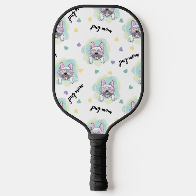 Tropical Pug Pattern Pickleball Schläger (Vorderseite)