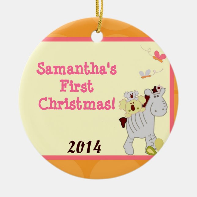 Tropical Punch Safari Personalisiert Name Ornament (Vorne)