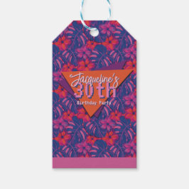 Tropical Purple Floral Birthday Geschenkanhänger