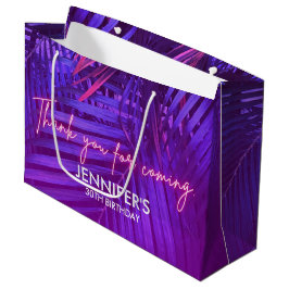 Tropical Purple Palm Leaf Large Gift Bag Große Geschenktüte