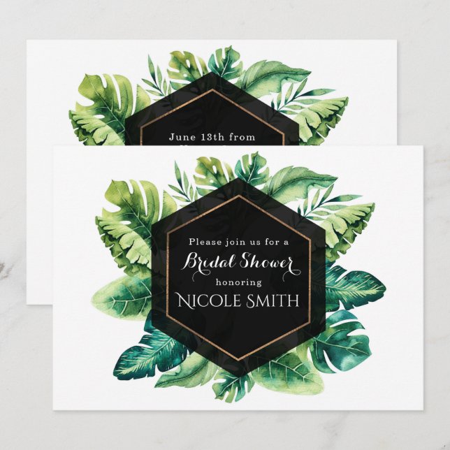 Tropical Rain Forest Island Blätter Einladungen (Vorne/Hinten)