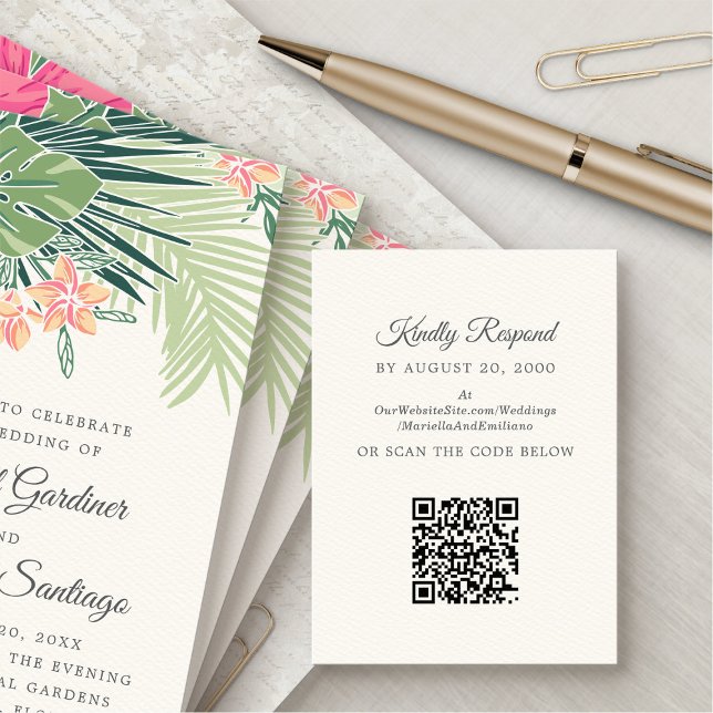 Tropical Rattan UAWG QR Wedding Begleitkarte (Von Creator hochgeladen)