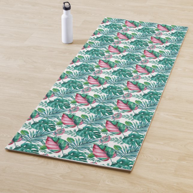Tropical Red and Green Palm Leaves  Yogamatte (Beispiel)