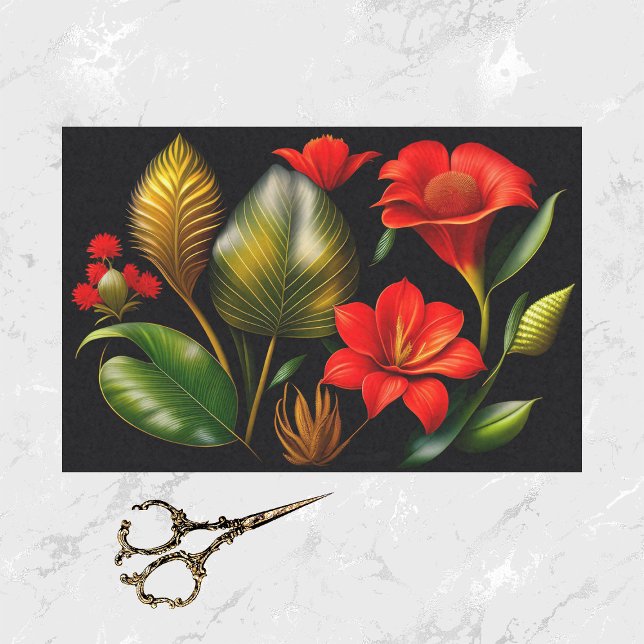 Tropical Red Floral Illustration Seidenpapier (Von Creator hochgeladen)