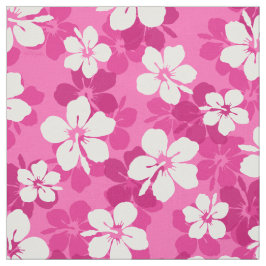 Tropical Red Violet White Hibiskus Blume Muster Stoff