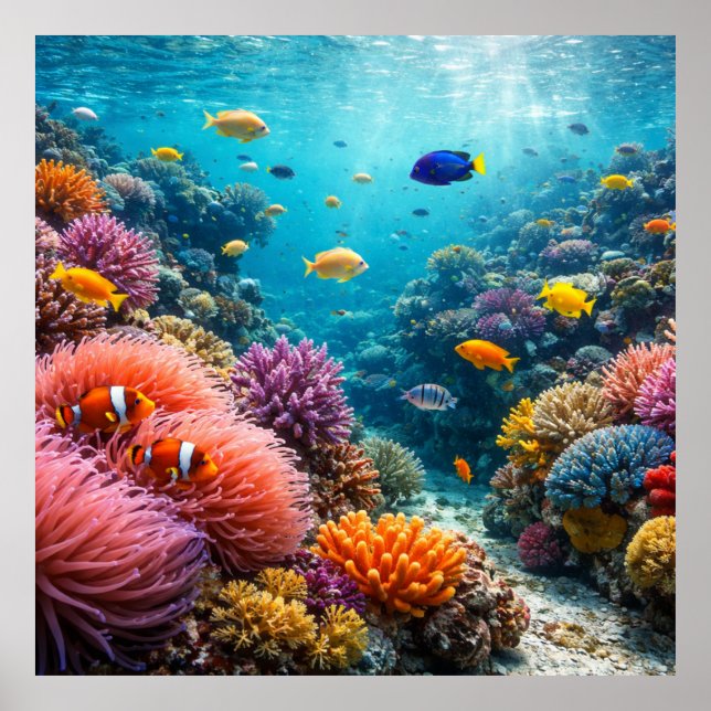 Tropical Reef Full of Marine Life Poster (Vorne)