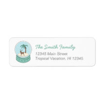 Tropical Reindeer Snow Globe Address Labels