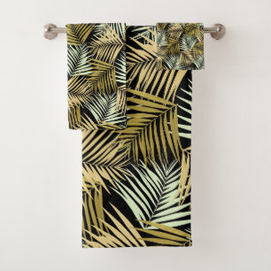Tropical Retro Night Pattern #1 #palms #decor #art Badhandtuch Set