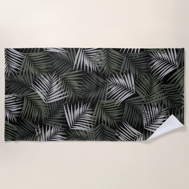 Tropical Retro Night Pattern #2 #palms #decor #art Strandtuch (Vorderseite)