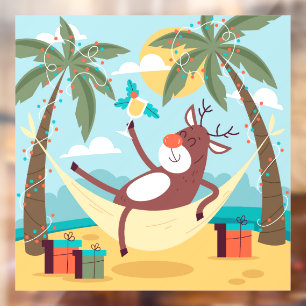 Tropical Rudolph Fensteraufkleber
