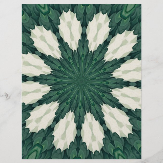 Tropical Sacramento Green und Silver Leaf Mandala. (Vorderseite)