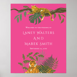 Tropical Safari Animal Wedding Willkommenszeichen Poster