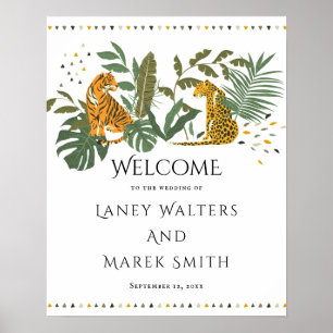 Tropical Safari Animal Wedding Willkommenszeichen Poster