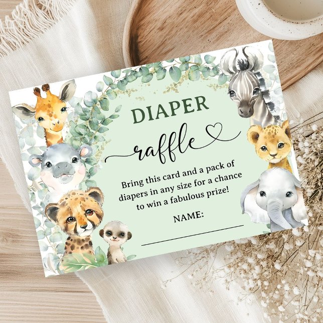 Tropical Safari Animals Baby Shower Diaper Raffle Begleitkarte (Von Creator hochgeladen)