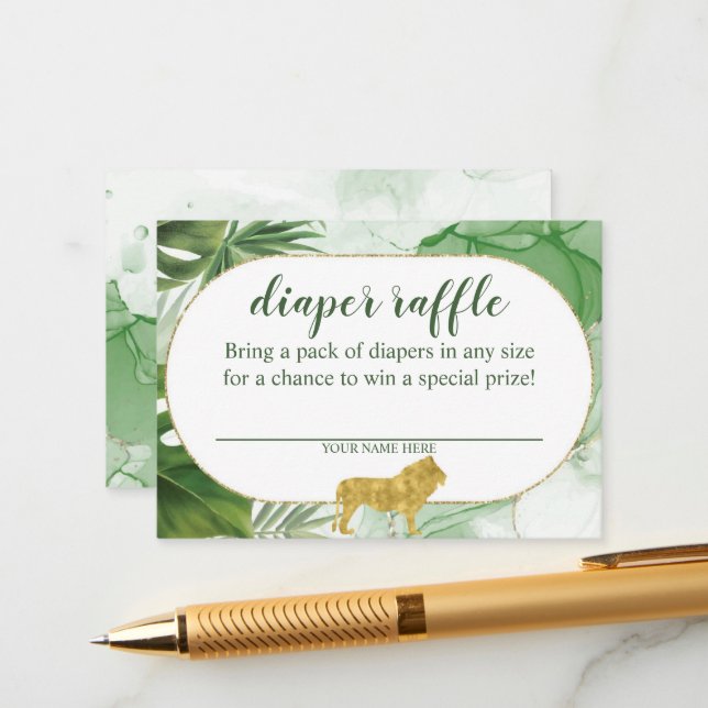 Tropical Safari Diaper Umschließungskarte Begleitkarte (Vorderseite/Rückseite Beispiel)