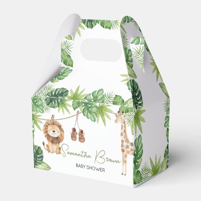Tropical Safari Jungle Animals Baby Dusche Geschenkschachtel (Vorderseite)