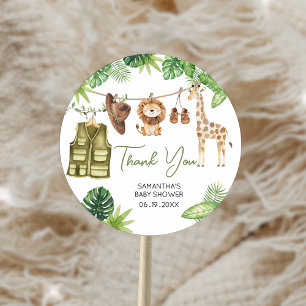 Tropical Safari Jungle Animals Baby Dusche Runder Aufkleber