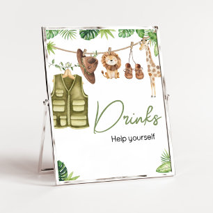 Tropical Safari Jungle Animals Baby Shower Drinks Poster