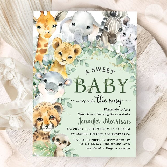 Tropical Safari Jungle Animals Baby Shower  Einladung (Von Creator hochgeladen)
