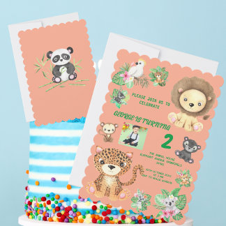 Tropical Safari Jungle Animals Kindergeburtstag Einladung
